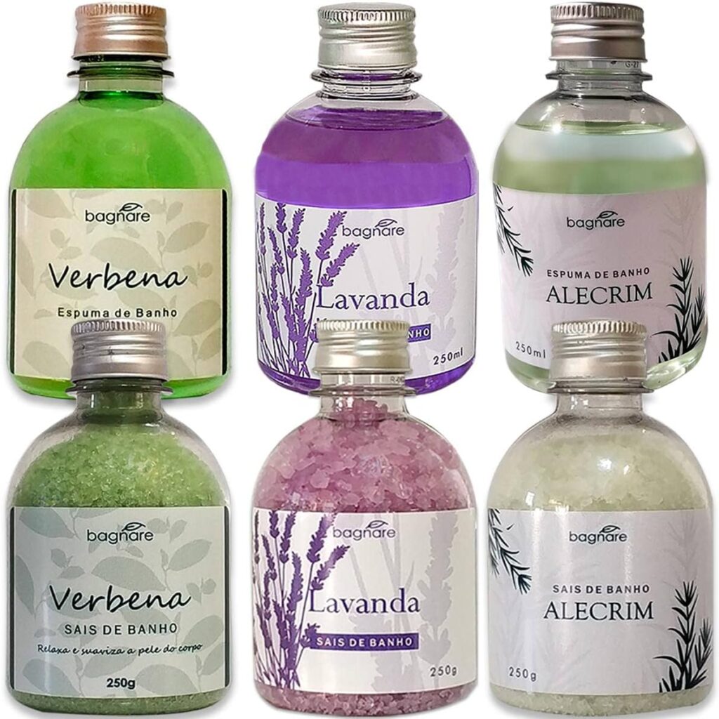 Kit 3 Sais De Banho e 3 Espumas para Banheira Hidromassagem Ofuro Lavanda Alec