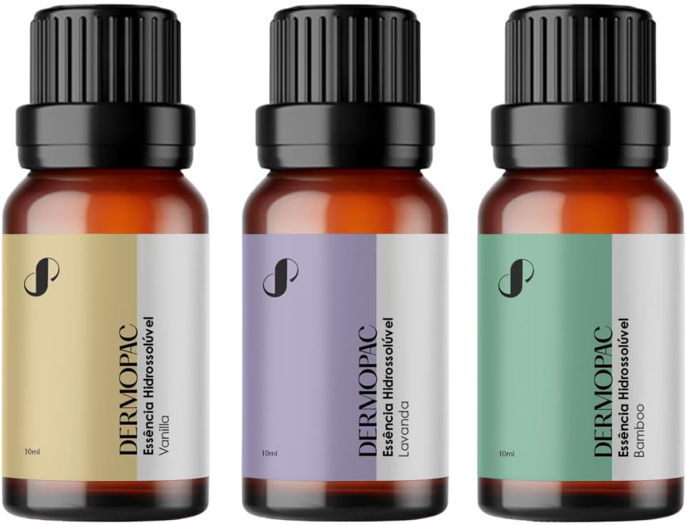 Kit Essencia Hidrossoluvel Vanilla Lavanda e Bamboo 10ml Cada