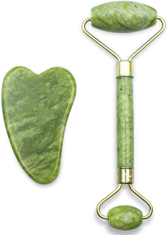 Rolo Pedra de Jade Massageador Placa Gua Sha Anti Estresse
