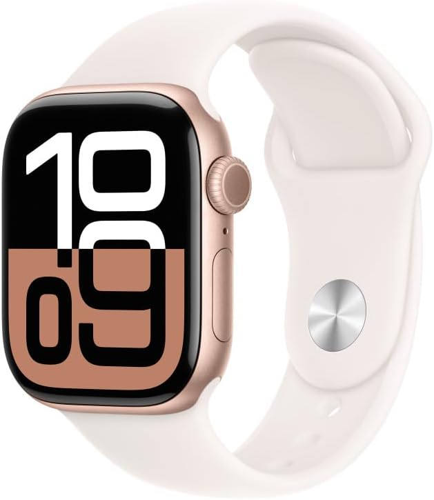 Apple Watch Series 10 GPS Cellular • Caixa ouro rosa de aluminio – 42 mm • Pulseira esporti