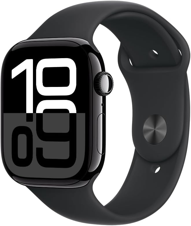 Apple Watch Series 10 GPS • Caixa preta brilhante de aluminio – 46 mm • Pulseira esportiva pr