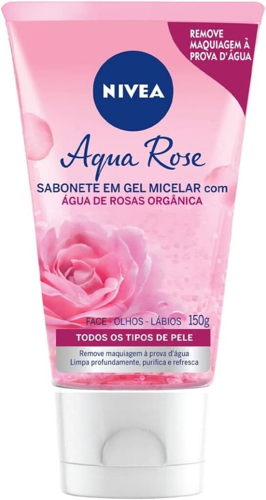 NIVEA Sabonete Facial em Gel Aqua Rose 150ml Remove impurezas e maquiagem a prova dagua sem de