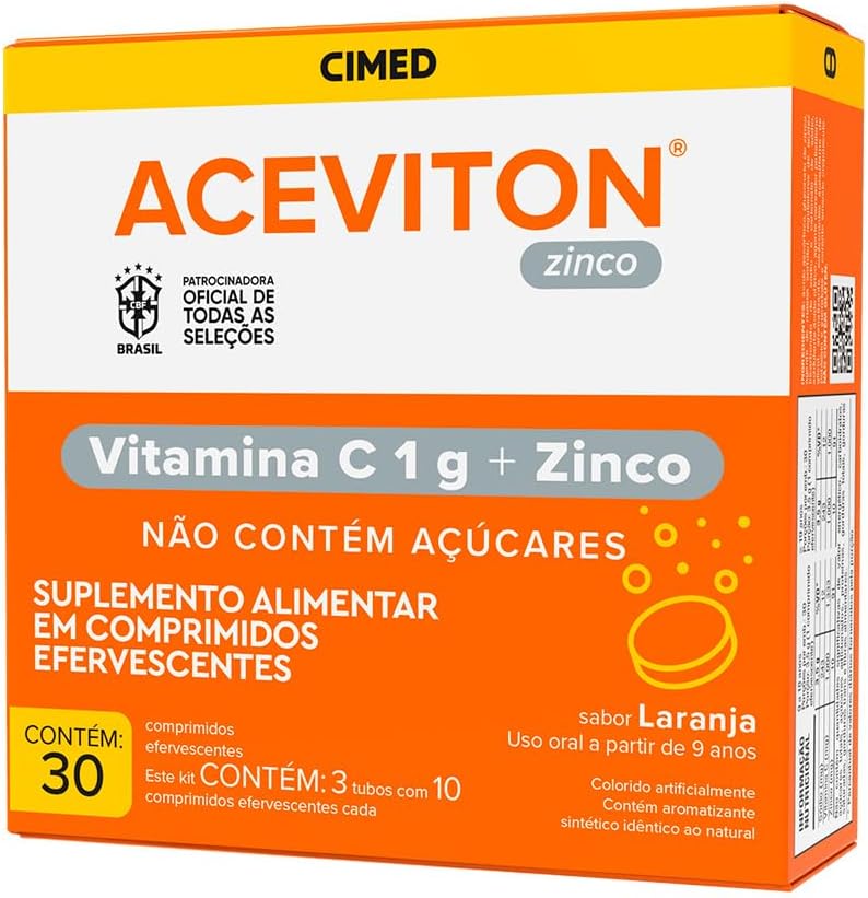 Aceviton Vitamina C e Zinco 30 Comprimidos Efervescentes