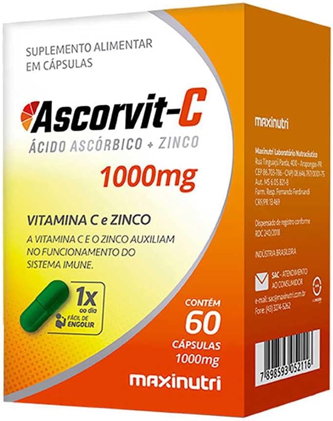 Ascorvit C 1G Vitamina C Zinco 60 Caps