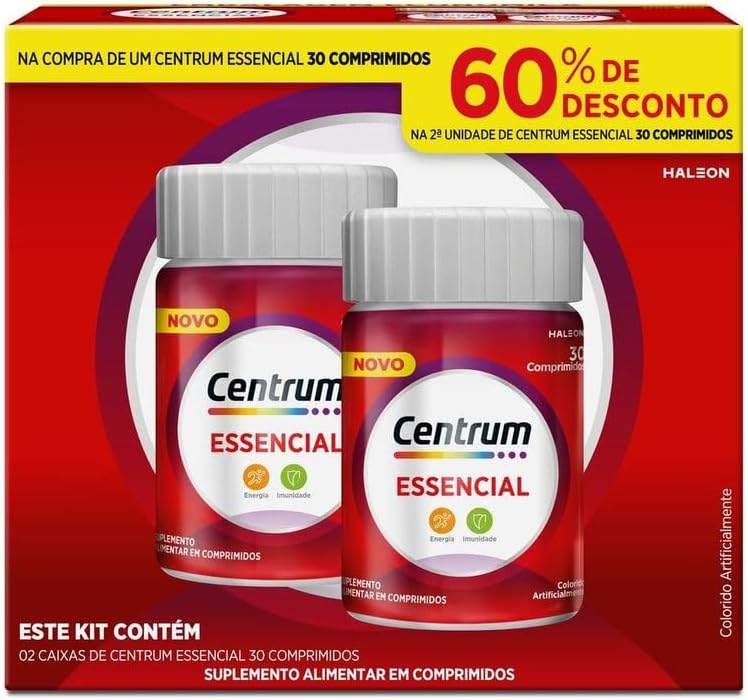 Centrum Essencial Multivitaminico Diario com Complexo B Vitamina D e Magnesio 2 Frascos com 30