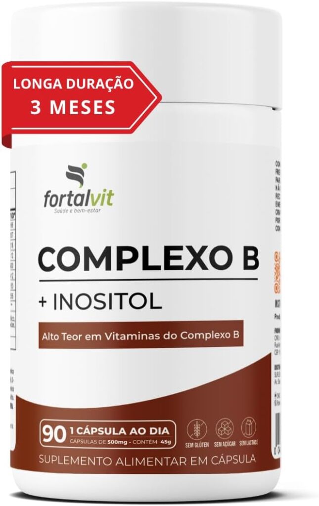 Complexo B Inositol Longa Duracao 3 Meses de Uso 90 capsulas Alta Concentracao Vitaminas B1