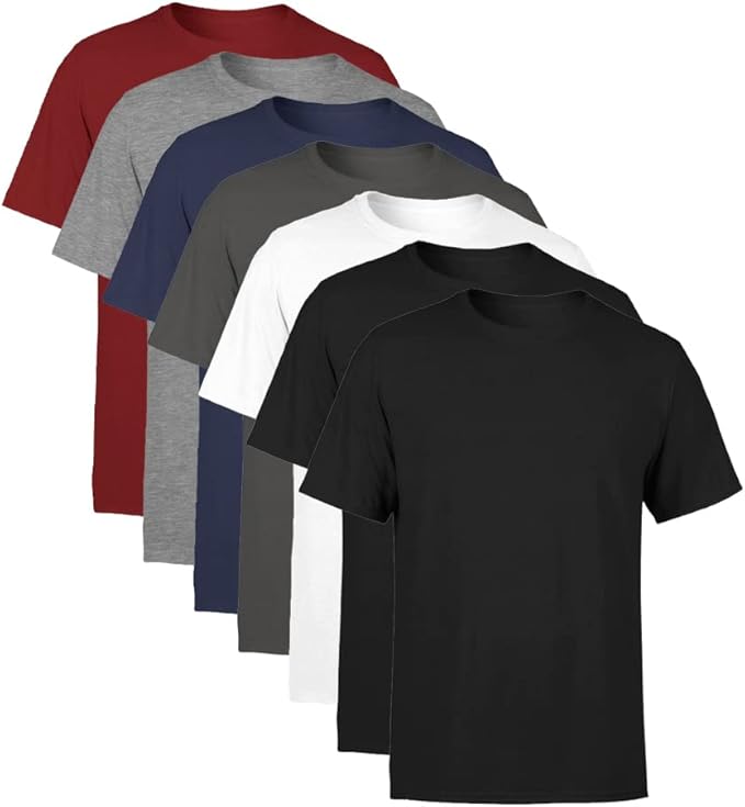 Kit 7 Camisetas Masculina Manga Curta Lisa Algodao Premium