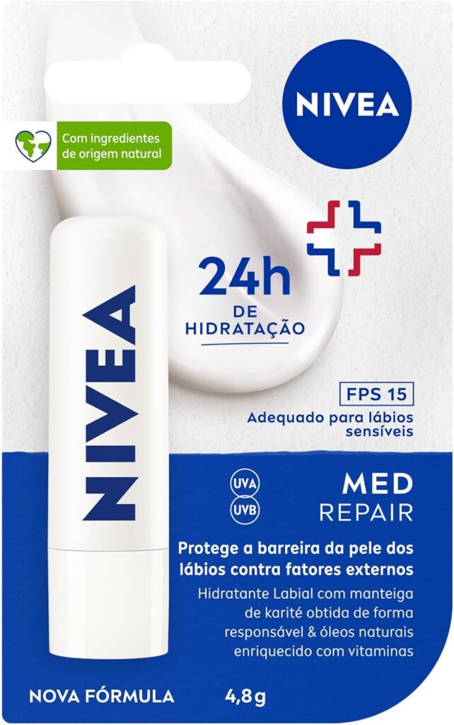 NIVEA Protetor Labial Med Repair FPS15 48g Hidrata e regenera os labios r