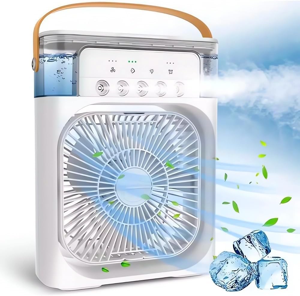Ventilador Portatil de Mesa Mini Ar Condicionado Umidificador Climatizador Led Agua e Gelo 3