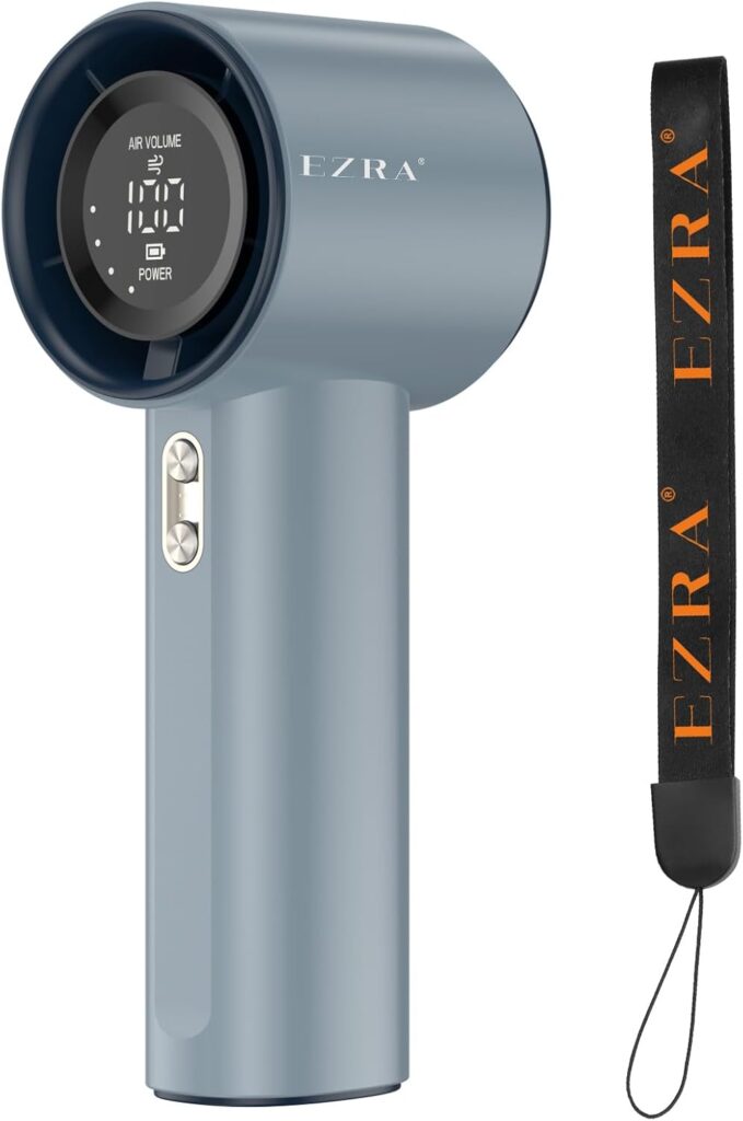 Ventilador de Mao Portatil Recarregavel Display Digital LED Mini Turbofan 12 Horas